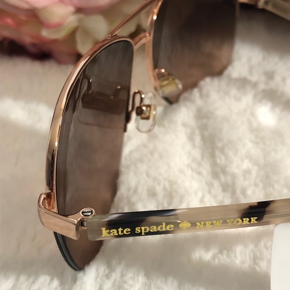 đˇKate Spade Rose Gold Aviator Sunglasses - Picture 3 of 6